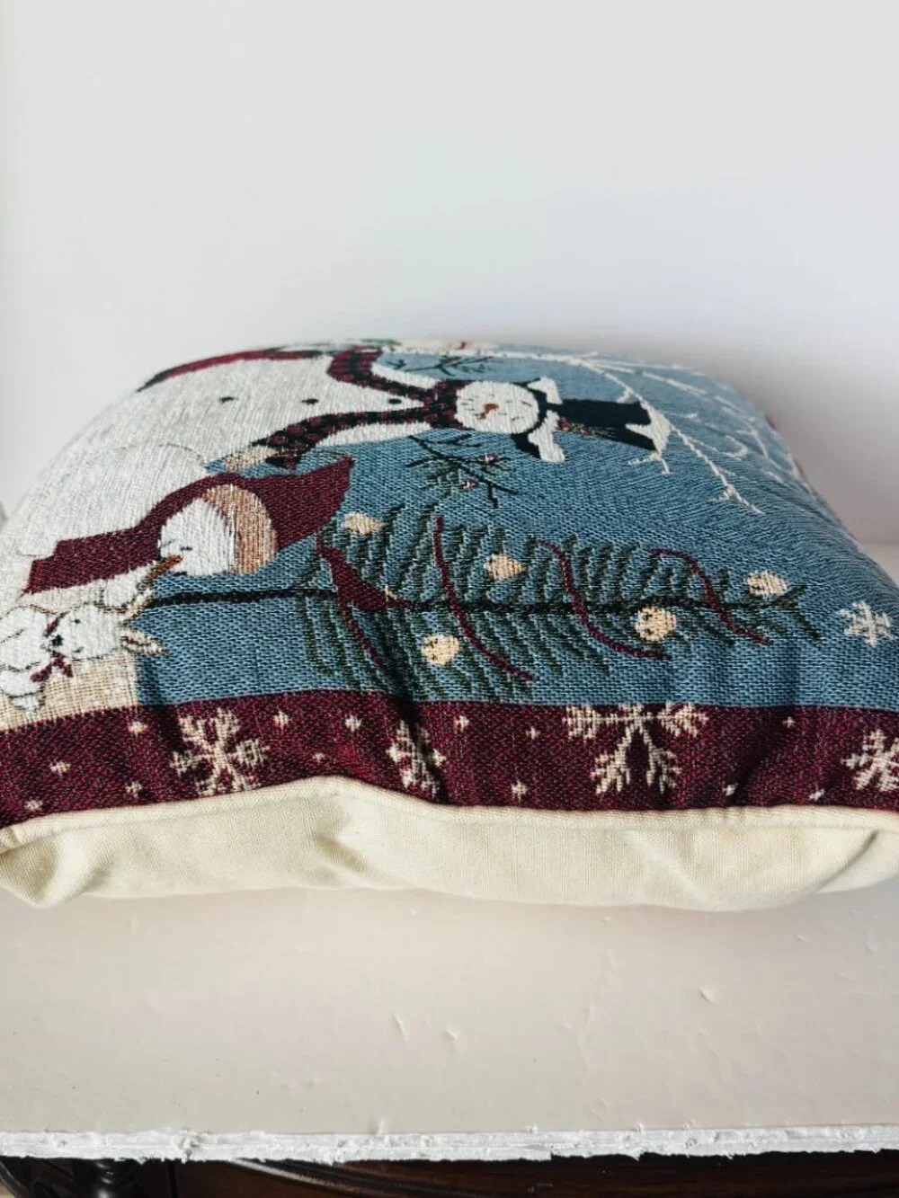 St. Nicholas Square Holiday Snowman Throw Pillow 16x16